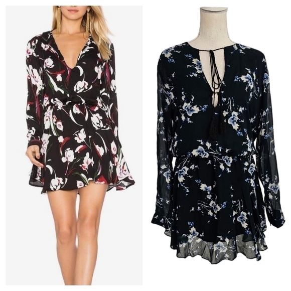 Karina Grimaldi | Revolve Pilar Print Mini Dress in Sapphire Flower - Picture 1 of 9